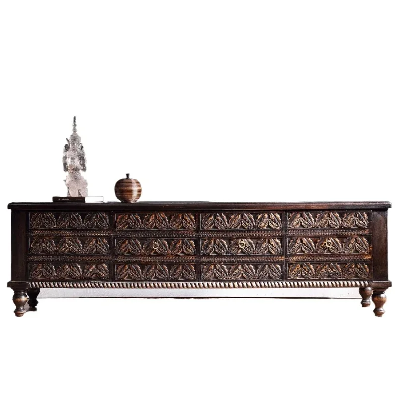 South East Asia style solid wood living room TV cabinet, Thai homestay furniture light luxury locker
South East Asia style solid wood living room TV cabinet, Thai homestay furniture light luxury locker