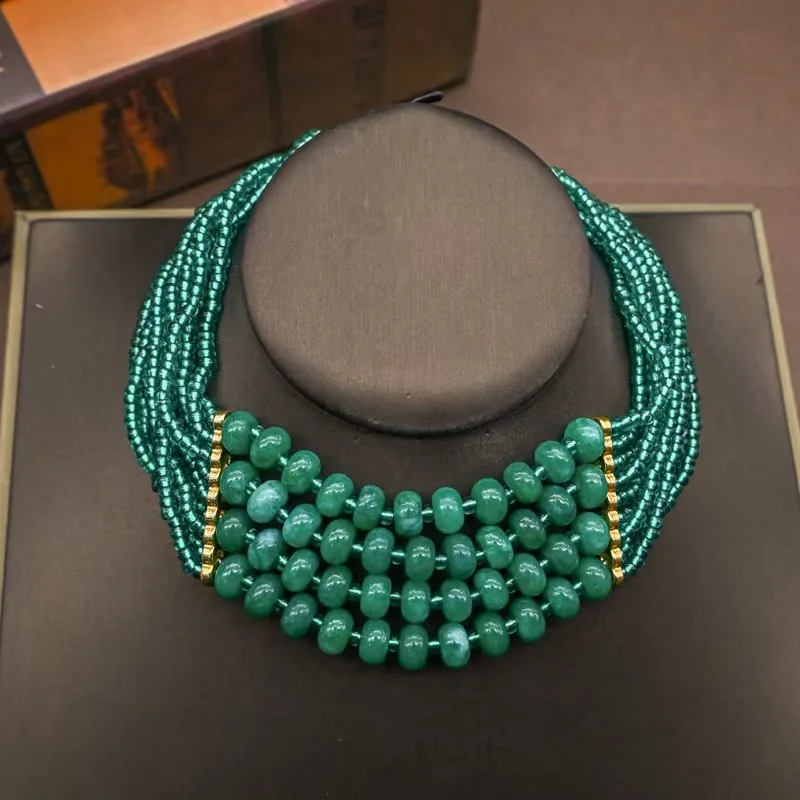 Vintage Elegant Multi Layer Bead Crystal Green Necklace Fashion Woman Jewelry Dress Banquet Accessories High-Quality New
Vintage Elegant Multi Layer Bead Crystal Green Necklace Fashion Woman Jewelry Dress Banquet Accessories High-Quality New