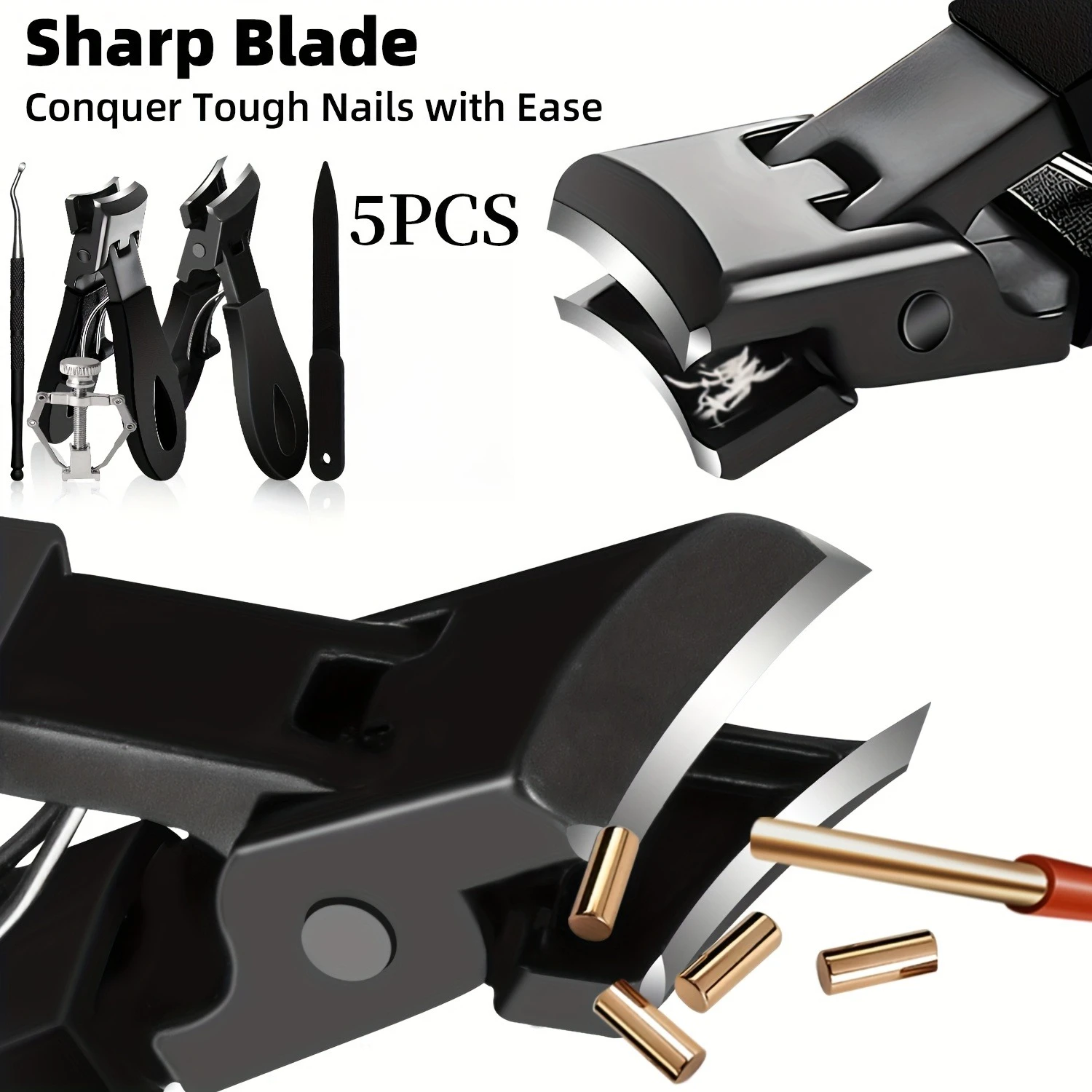 5-piece long nail clipper set, professional heavy-duty nail trimming tool, sharp curved blade, easy to clean, with nail clippers
5-piece long nail clipper set, professional heavy-duty nail trimming tool, sharp curved blade, easy to clean, with nail clippers