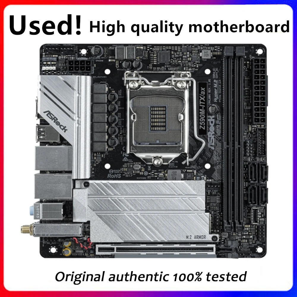 Z590M-ITX для ASRock Z590M-ITX/ax, оригинальный настольный компьютер для Intel Z590 DDR4, материнская плата LGA 1200 i7/i5/i3 M.2, используемая материнская плата
Z590M-ITX для ASRock Z590M-ITX/ax, оригинальный настольный компьютер для Intel Z590 DDR4, материнская плата LGA 1200 i7/i5/i3 M.2, используемая материнская плата