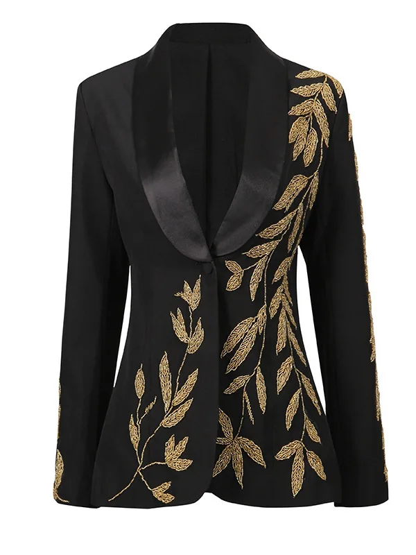 Autumn Winter Tailored Suit Jacket Women Deep V Neck Embroidered Heavy Leaf Slim Fit Luxury Court Style Fashion
Autumn Winter Tailored Suit Jacket Women Deep V Neck Embroidered Heavy Leaf Slim Fit Luxury Court Style Fashion