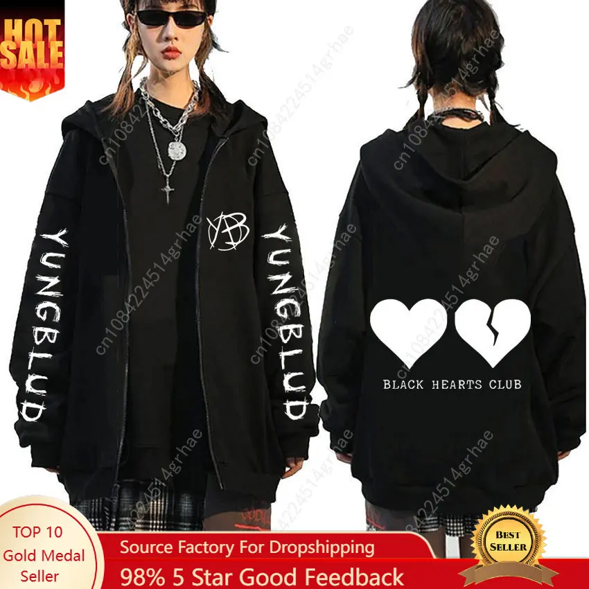 Singer Yungblud Black Hearts Club Zipper Hoodie Male Fleece Cotton Zip Up Hoodies Men Women Rock Vintage Oversized Zip Up Jacket
Singer Yungblud Black Hearts Club Zipper Hoodie Male Fleece Cotton Zip Up Hoodies Men Women Rock Vintage Oversized Zip Up Jacket