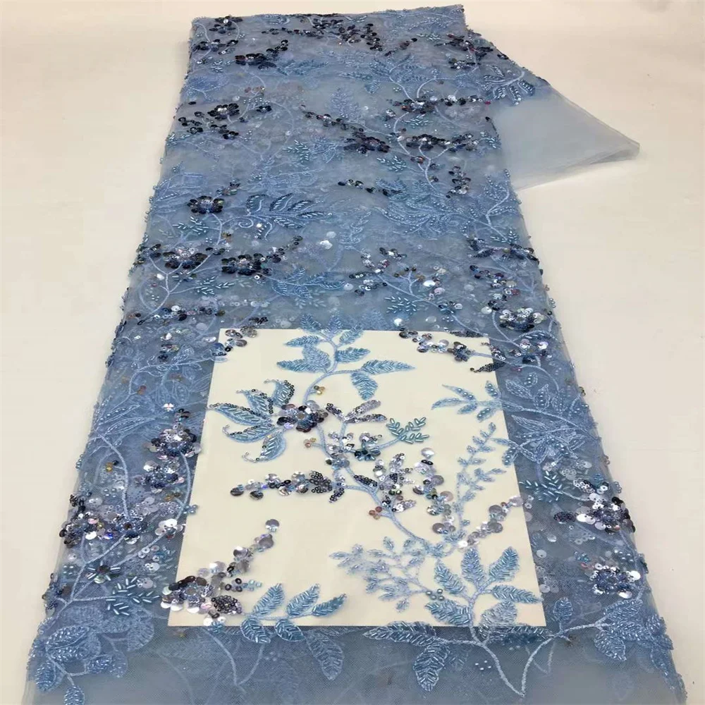 Blue French Mesh Tulle Lace Fabric With Beaded Sequins 2024 Latest African Laces Fabric for Sewing Nigerian Bridal Wedding Dress
Blue French Mesh Tulle Lace Fabric With Beaded Sequins 2024 Latest African Laces Fabric for Sewing Nigerian Bridal Wedding Dress