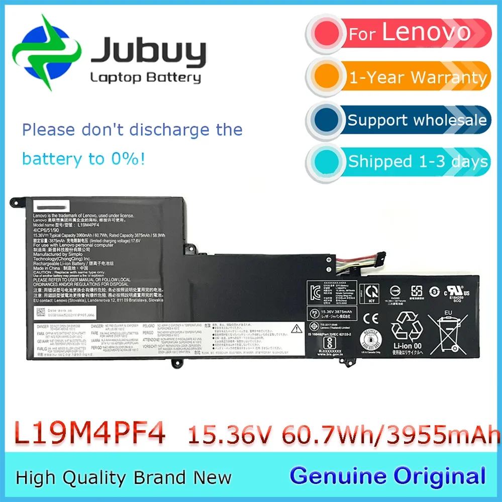 Оригинальный аккумулятор для ноутбука 15,36 В 60,7 Втч L19M4PF4 для Lenovo Ideapad Yoga Slim 7-14IIL05 L19C4PF4 L19D4PF4 5B10W65297
Оригинальный аккумулятор для ноутбука 15,36 В 60,7 Втч L19M4PF4 для Lenovo Ideapad Yoga Slim 7-14IIL05 L19C4PF4 L19D4PF4 5B10W65297