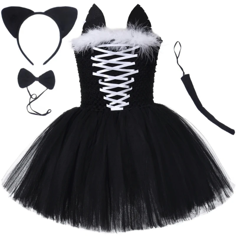 Little Girls' Black Cat Pattern Dresses, Toddler Performance Outfits, Kids' Birthday Party Clothes, Carnival & Halloween Dress
Little Girls' Black Cat Pattern Dresses, Toddler Performance Outfits, Kids' Birthday Party Clothes, Carnival & Halloween Dress