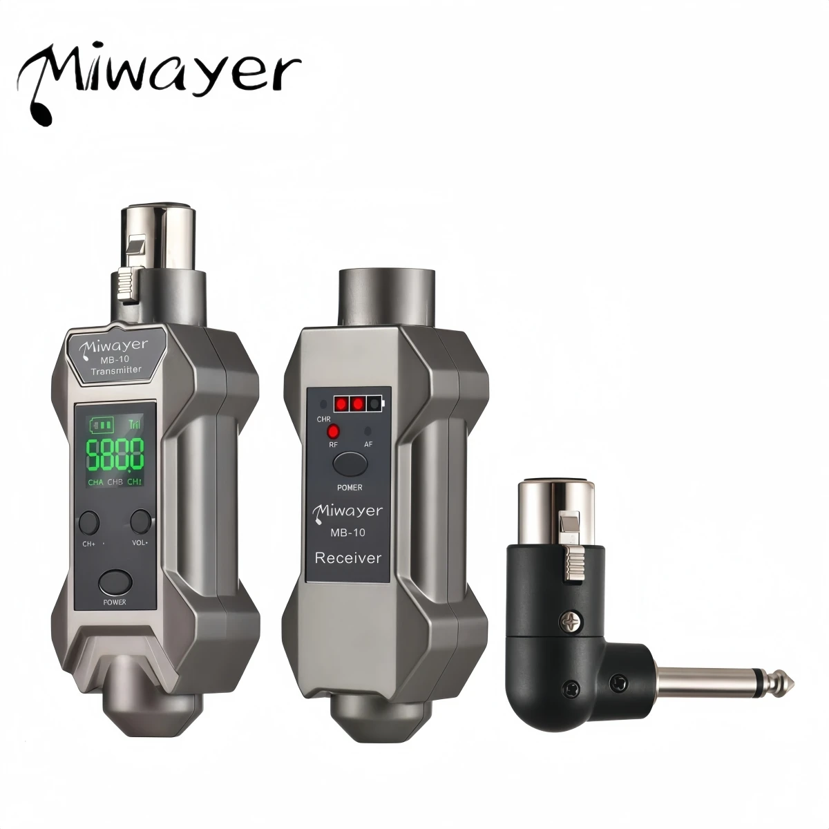 Miwayer MB-10 Wireless XLR Microphone Converter UHF Transmitter Receiver, for Dynamic Microphone, Rechargeable, for Stage Use
Miwayer MB-10 Wireless XLR Microphone Converter UHF Transmitter Receiver, for Dynamic Microphone, Rechargeable, for Stage Use