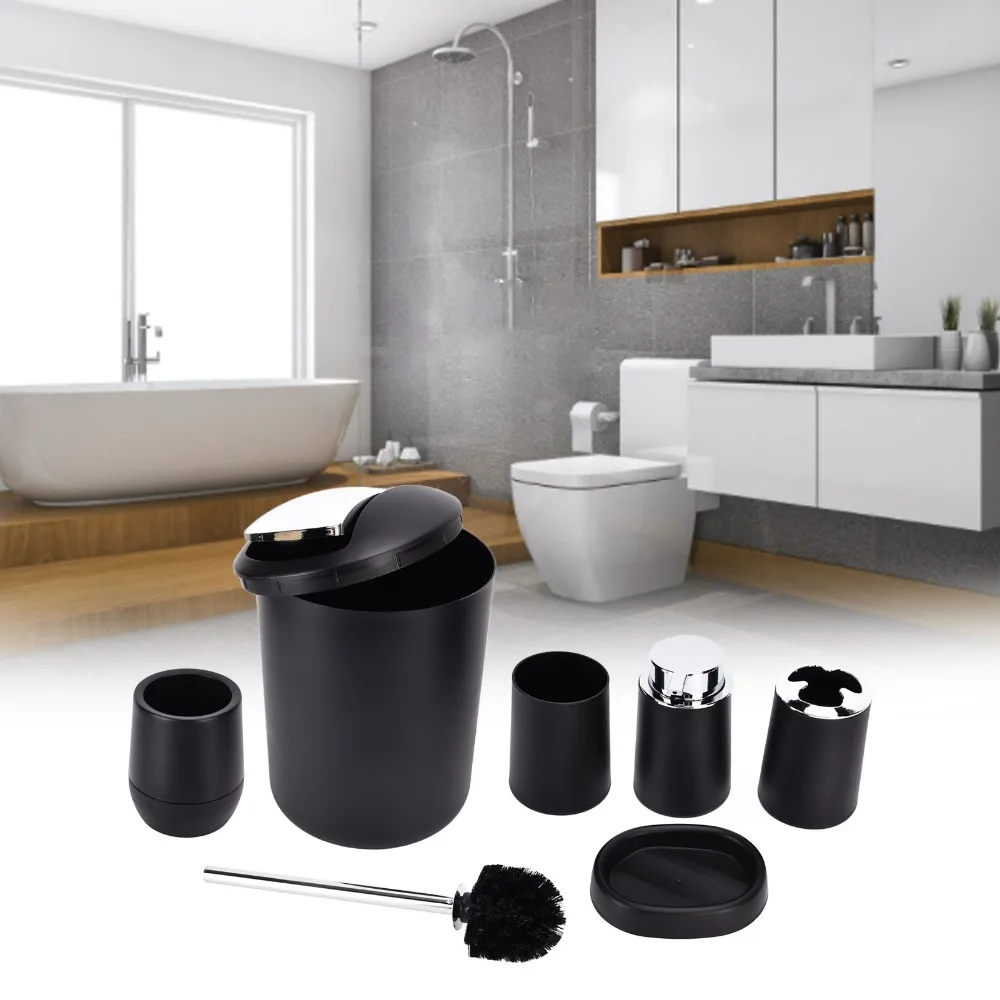 Plastic Bathroom Accessories Set White Black Electroplating Finish Bathroom Organizer Set Easy Clean Practical
Plastic Bathroom Accessories Set White Black Electroplating Finish Bathroom Organizer Set Easy Clean Practical