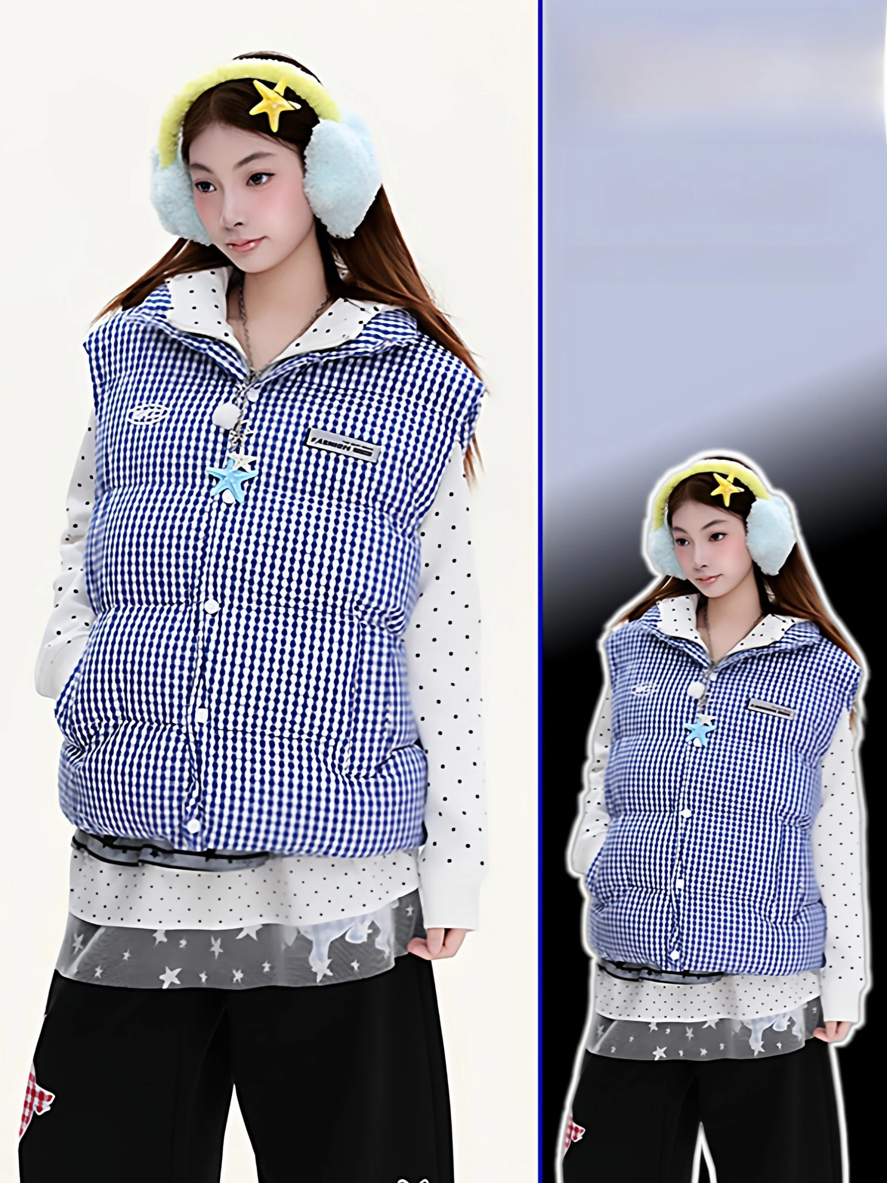 plus Size Women's Blue Plaid Cotton Jaet Vest Winter Faionable Street Sle Loose Fit Long Sve Button up Coat
plus Size Women's Blue Plaid Cotton Jaet Vest Winter Faionable Street Sle Loose Fit Long Sve Button up Coat