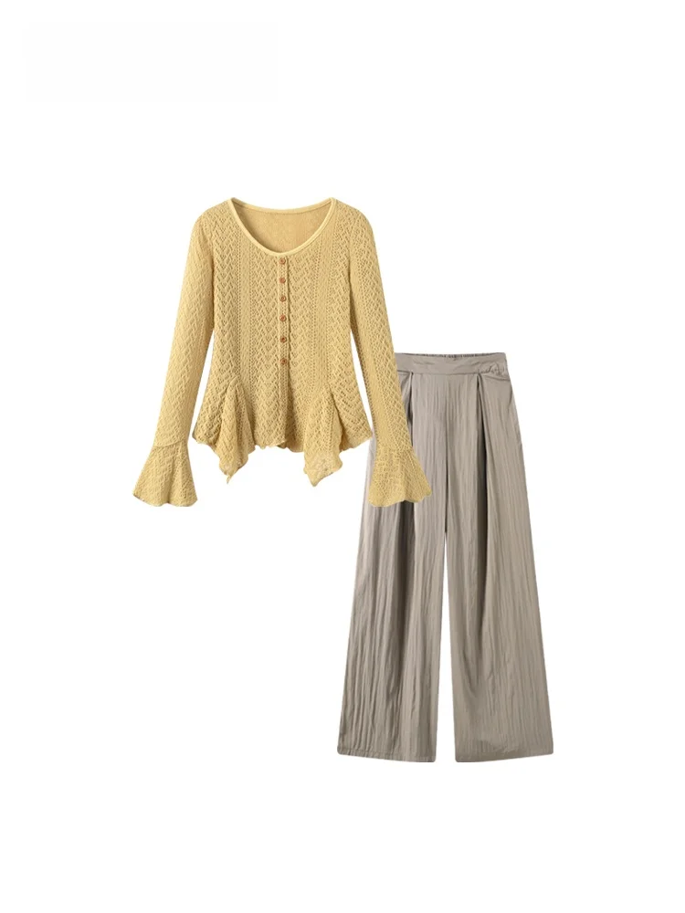 Casual Long Sve Women's Set plus Size Faionable Autumn Polyester Straight Leg Pants Slimming Effect Spring Collection
Casual Long Sve Women's Set plus Size Faionable Autumn Polyester Straight Leg Pants Slimming Effect Spring Collection