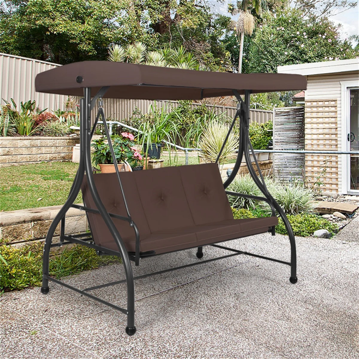 3-Seat Convertible Swing Hammock Bed - Outdoor Patio Lounge Chair, outdoor furniture, patio furniture, Brown
3-Seat Convertible Swing Hammock Bed - Outdoor Patio Lounge Chair, outdoor furniture, patio furniture, Brown
