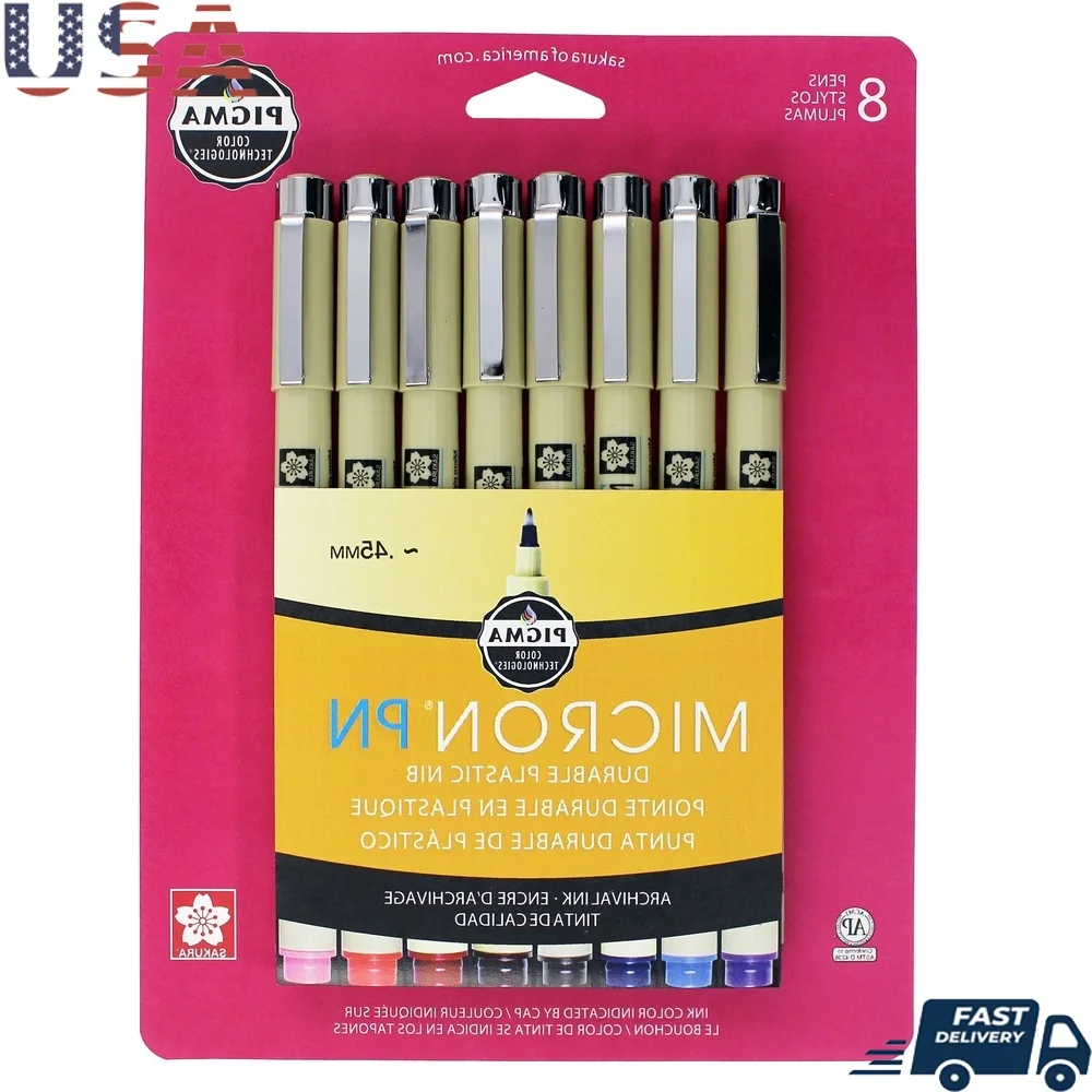 Micron PN Fine Point Pen Set 8 Pieces 0.45mm Archival Ink Smooth Writing Crafting Drawing Journaling
Micron PN Fine Point Pen Set 8 Pieces 0.45mm Archival Ink Smooth Writing Crafting Drawing Journaling