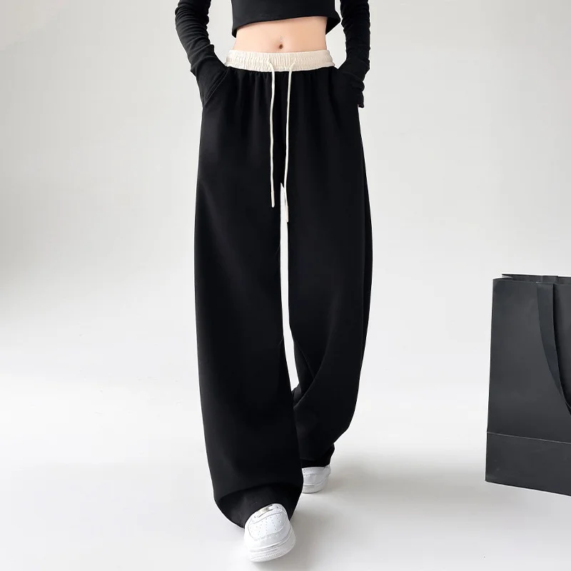 High Waist Wide Leg Pants Women's Slim Fit Casual Loose Sweatpants Air Layer Color Block Spring Autumn New Style Floor Length
High Waist Wide Leg Pants Women's Slim Fit Casual Loose Sweatpants Air Layer Color Block Spring Autumn New Style Floor Length