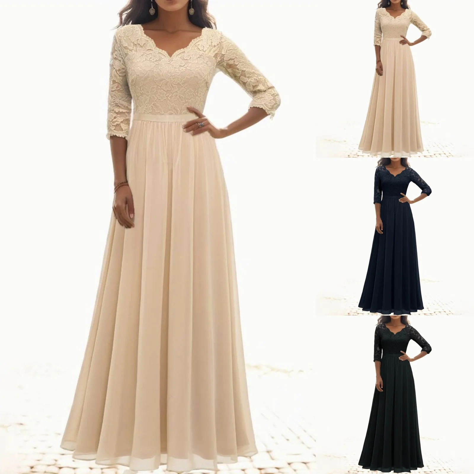 Ladies Lace Stitching Long Waist Elegant Dress Dress floral dress Patchwork
Ladies Lace Stitching Long Waist Elegant Dress Dress floral dress Patchwork