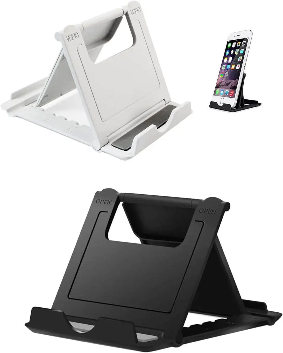 Foldable Phone Stand Holder, 2-Pack Adjustable Desk Mount for iPhone, iPad, Kindle & Android – Black & White
Foldable Phone Stand Holder, 2-Pack Adjustable Desk Mount for iPhone, iPad, Kindle & Android – Black & White
