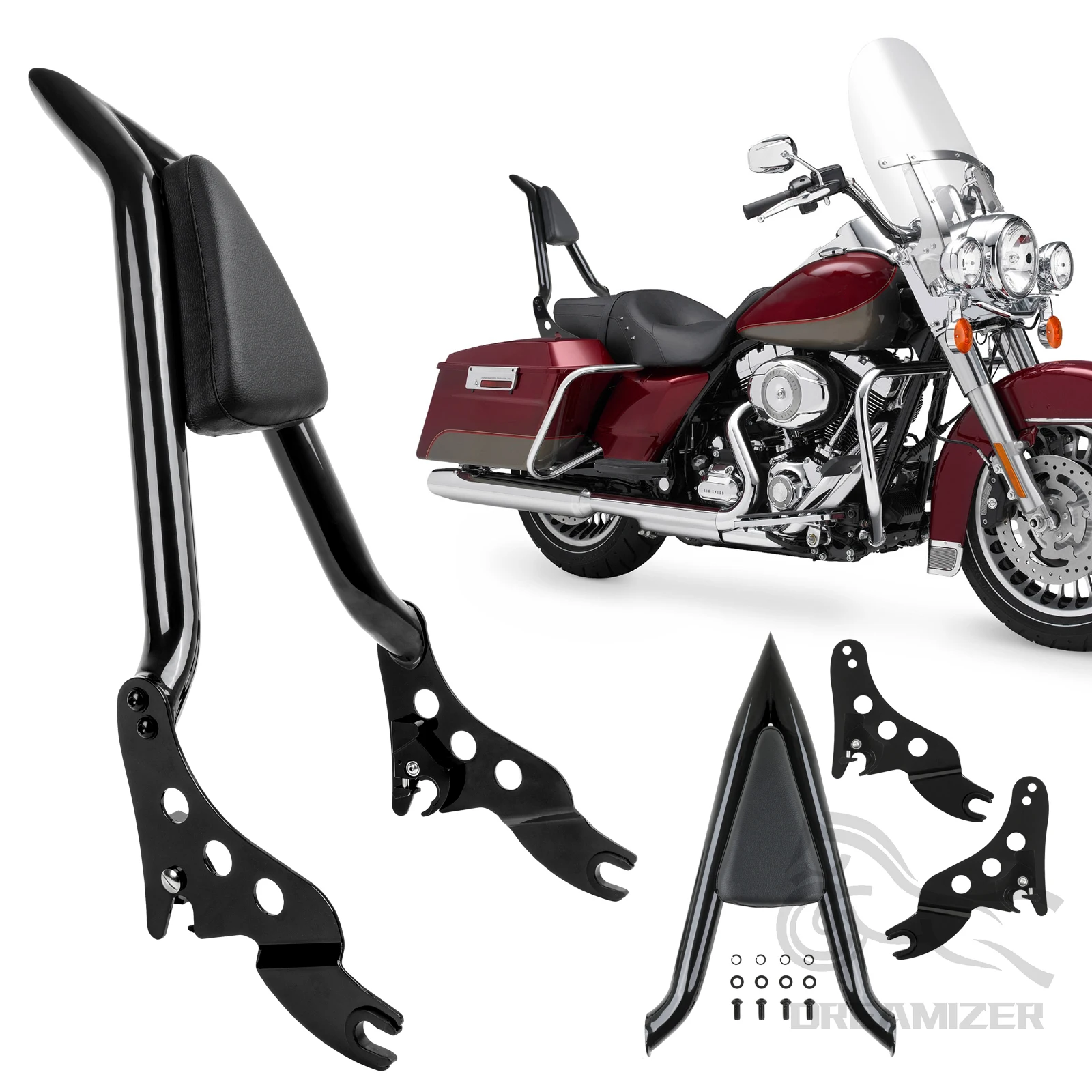 22'' Passenger Sissy Bar Backrest Motorcycle Detachable Rear Backrest For Harley Touring Road King Street Electra Glide 2009-23
22'' Passenger Sissy Bar Backrest Motorcycle Detachable Rear Backrest For Harley Touring Road King Street Electra Glide 2009-23