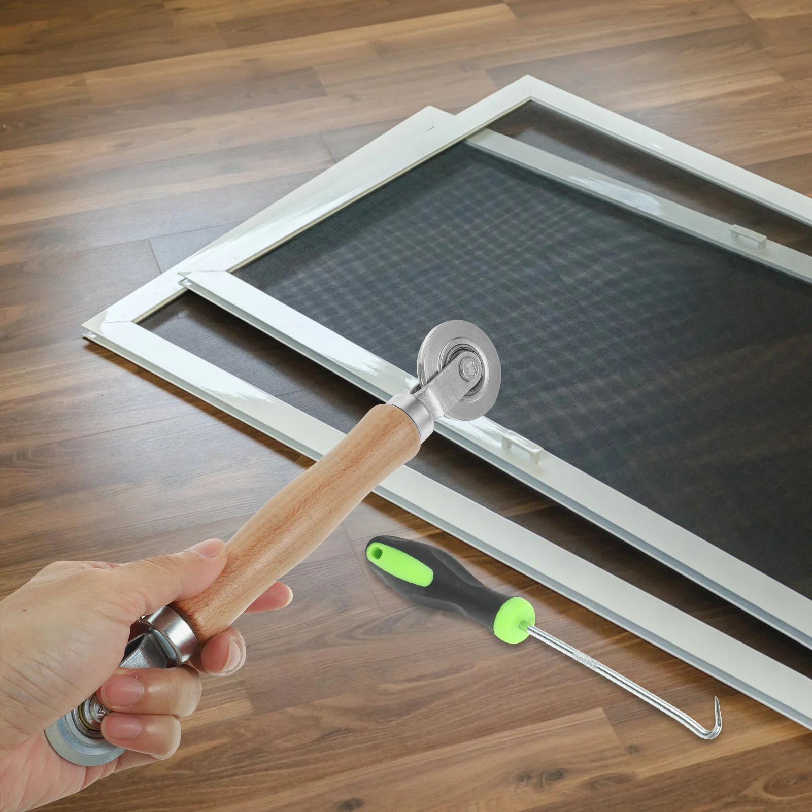 Repair Set Screen Rolling Tool Repair Kit 8 Clips Adjustable Rollers Remover Hook Screen Tools Kit Window Door Bearings 
Repair Set Screen Rolling Tool Repair Kit 8 Clips Adjustable Rollers Remover Hook Screen Tools Kit Window Door Bearings