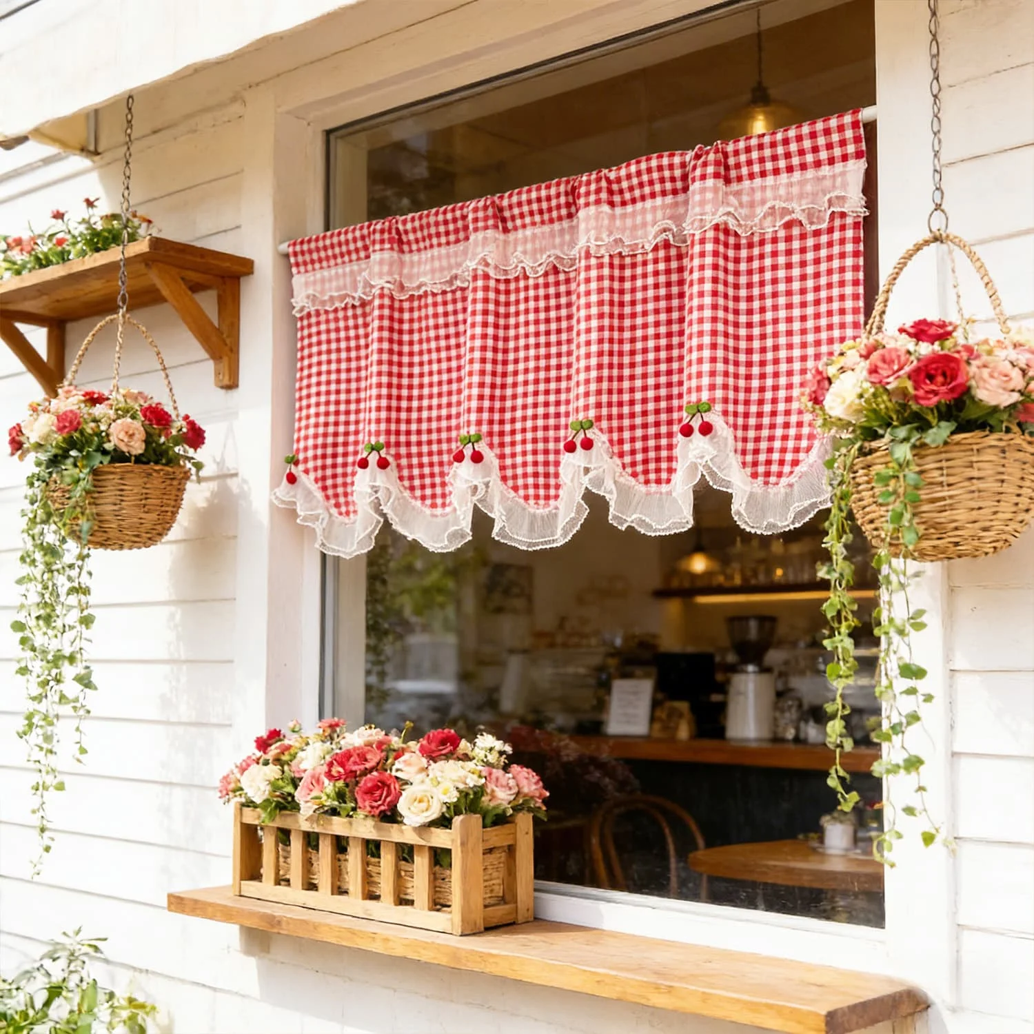 1PC Classic Red Lattice Lace Curved Curtain for Small Window Cabinet Door Kitchen Drape With Red Cherries Home Decoration
1PC Classic Red Lattice Lace Curved Curtain for Small Window Cabinet Door Kitchen Drape With Red Cherries Home Decoration