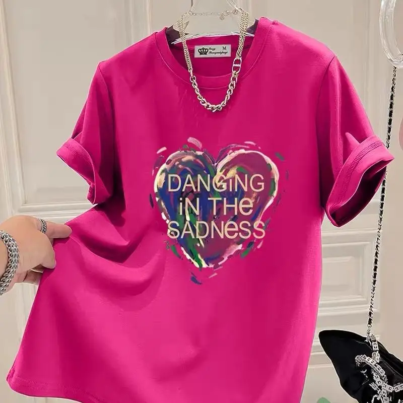 Women Pure Cotton Letters Love Short-sleeved T-shirt in Summer New Casual Style Loose O-neck Tops
Women Pure Cotton Letters Love Short-sleeved T-shirt in Summer New Casual Style Loose O-neck Tops