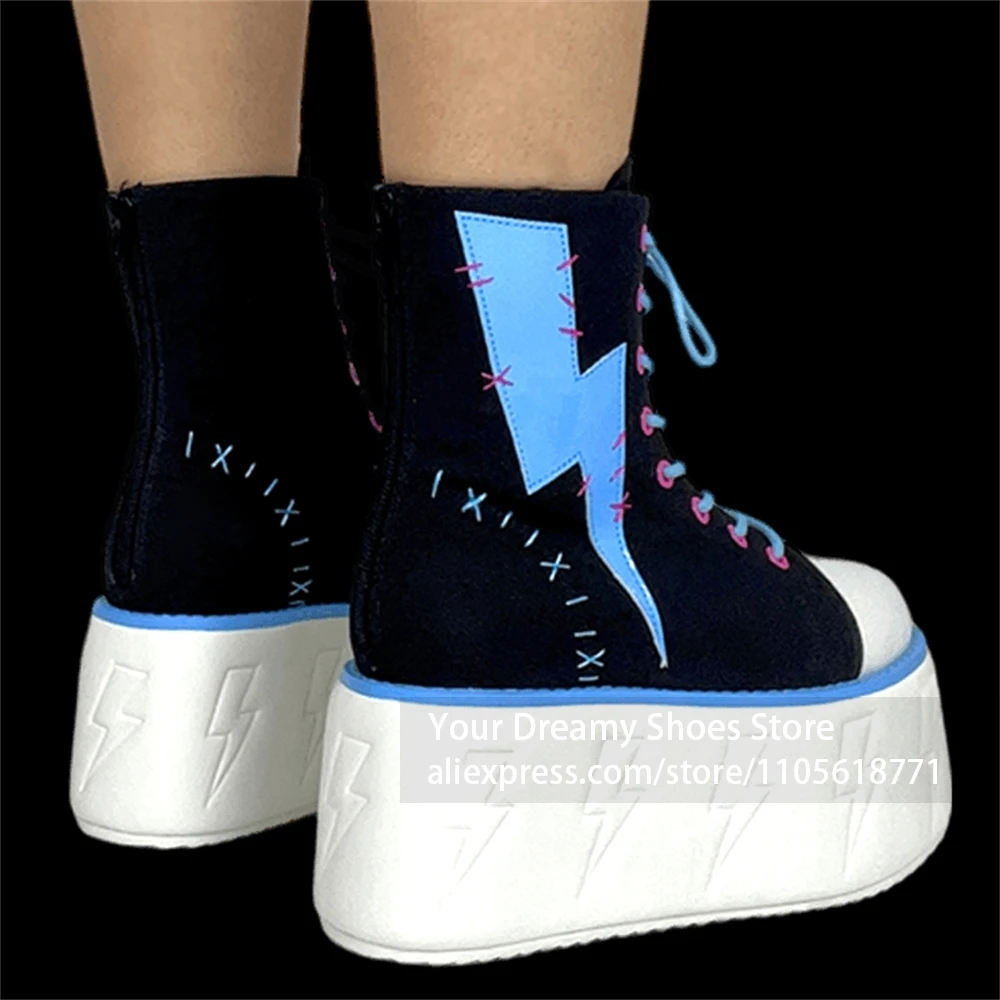 Lightning Print Lace Up Platform Boots Round Toe Thick Sole Y2K Knee High Boots Designer Style Handmade Fashion Women's Footwear
Lightning Print Lace Up Platform Boots Round Toe Thick Sole Y2K Knee High Boots Designer Style Handmade Fashion Women's Footwear