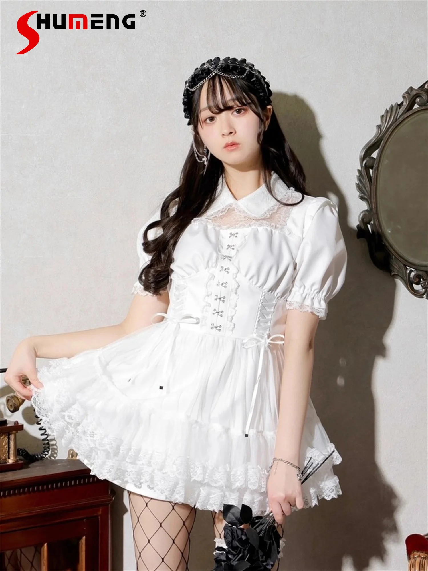 Japanese Mine Style Mass-Produced Cute Lolita Set Short Sleeve Lace Splicing Slim Short Dress Plaid Shorts Two-Piece Sets Women
Japanese Mine Style Mass-Produced Cute Lolita Set Short Sleeve Lace Splicing Slim Short Dress Plaid Shorts Two-Piece Sets Women