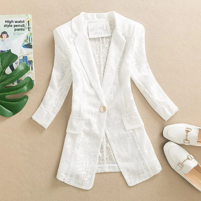 Spring Summer 2025 Women's Lace Hollow out ort Fit Thin Sle Polyester Fabric Button up Casual Faion Small Suit Top
Spring Summer 2025 Women's Lace Hollow out ort Fit Thin Sle Polyester Fabric Button up Casual Faion Small Suit Top