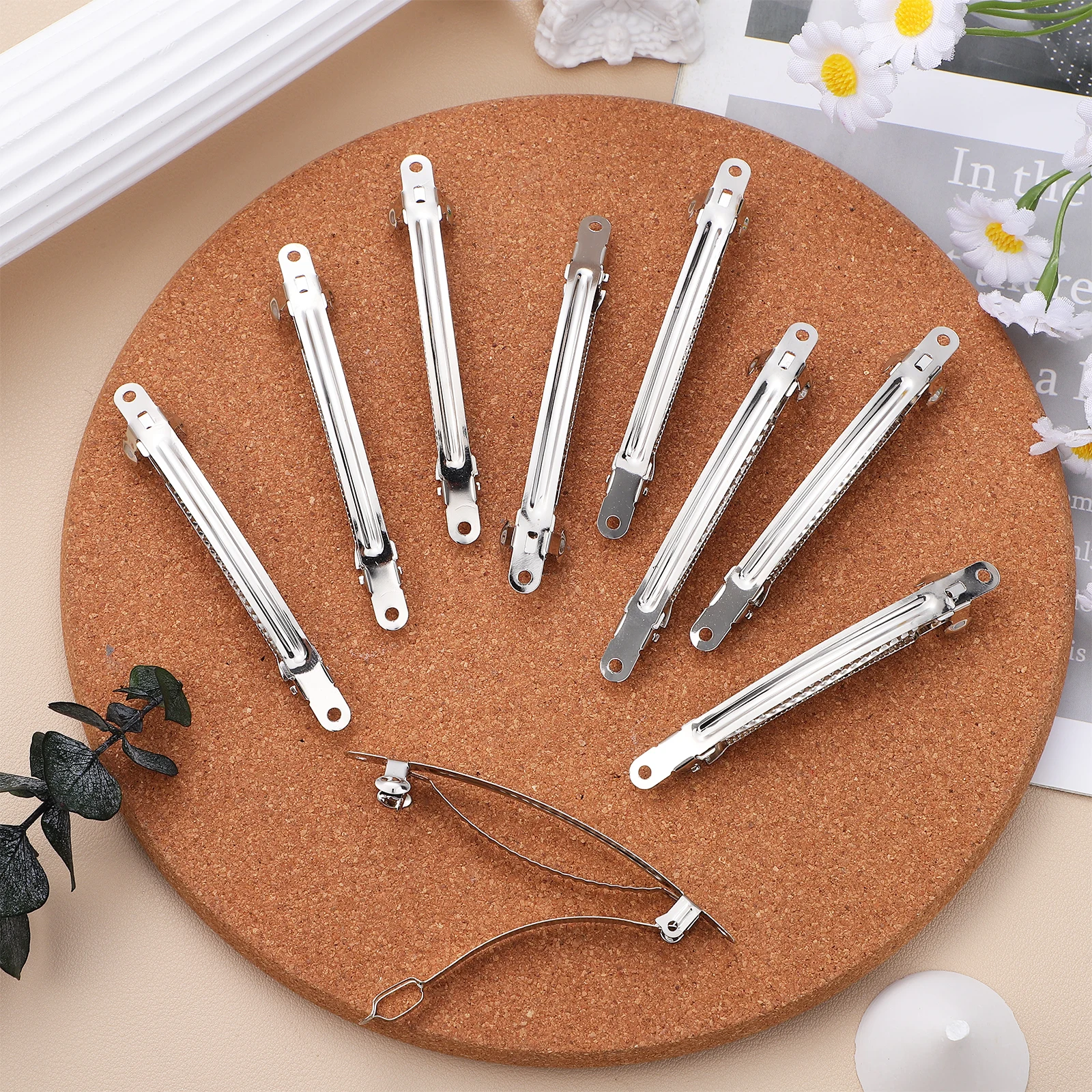 50 Pcs Spring Clip Jewelry Accessories Flat Hair Clips for Barrettes Fine French Metal Diy Pin
50 Pcs Spring Clip Jewelry Accessories Flat Hair Clips for Barrettes Fine French Metal Diy Pin