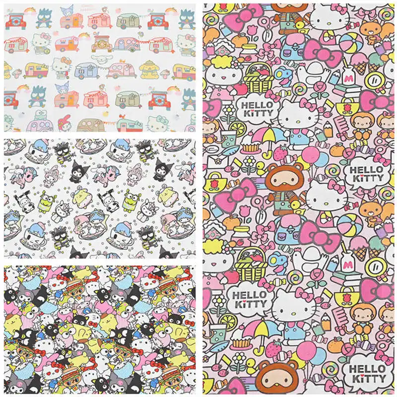Простая хлопковая ткань с принтом Hello Kitty Sanrio Kuromi для шитья в стиле пэчворк, сумки ручной работы «сделай сам», материал платья
Простая хлопковая ткань с принтом Hello Kitty Sanrio Kuromi для шитья в стиле пэчворк, сумки ручной работы «сделай сам», материал платья