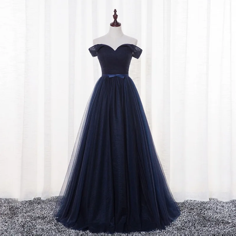 European and American Style One Shoulder Evening Gown with Navy Blue Mesh Temperament, Banquet Host's Simple Dress, Customize
European and American Style One Shoulder Evening Gown with Navy Blue Mesh Temperament, Banquet Host's Simple Dress, Customize
