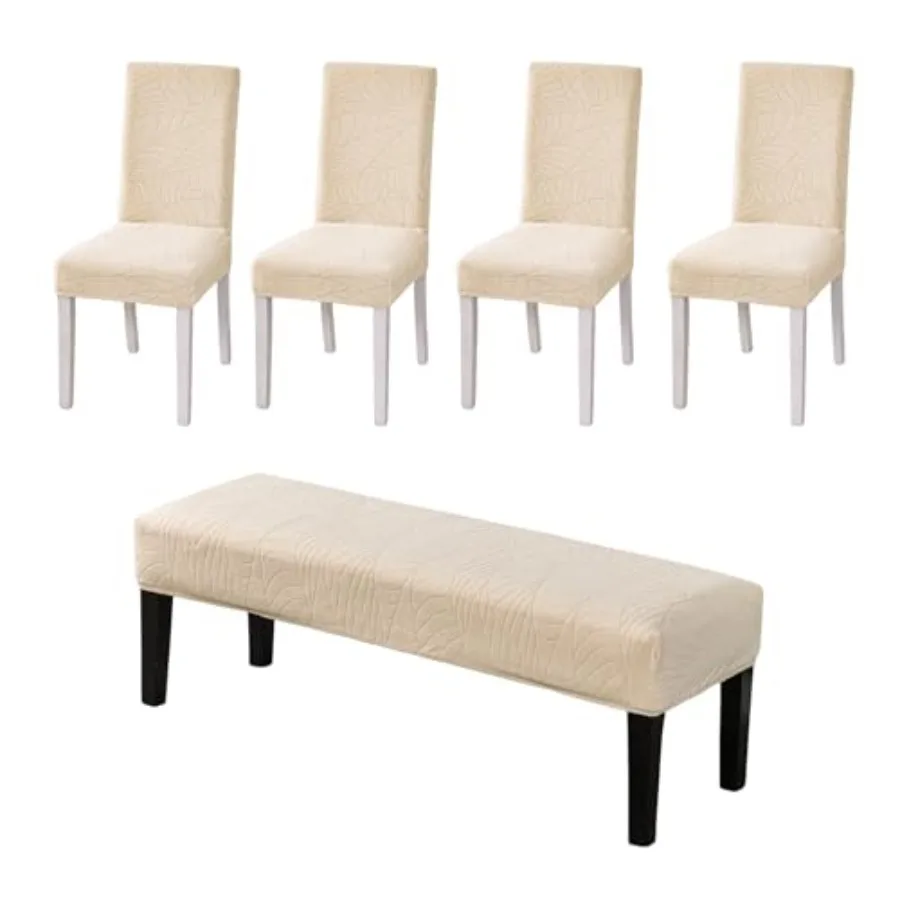 4 PCS Leaf Tree Jacquard Beige Dining Room Chair Covers with Bench Chair Cover Stretch Washable Parsons Kitchen Chairs Slipcove
4 PCS Leaf Tree Jacquard Beige Dining Room Chair Covers with Bench Chair Cover Stretch Washable Parsons Kitchen Chairs Slipcove