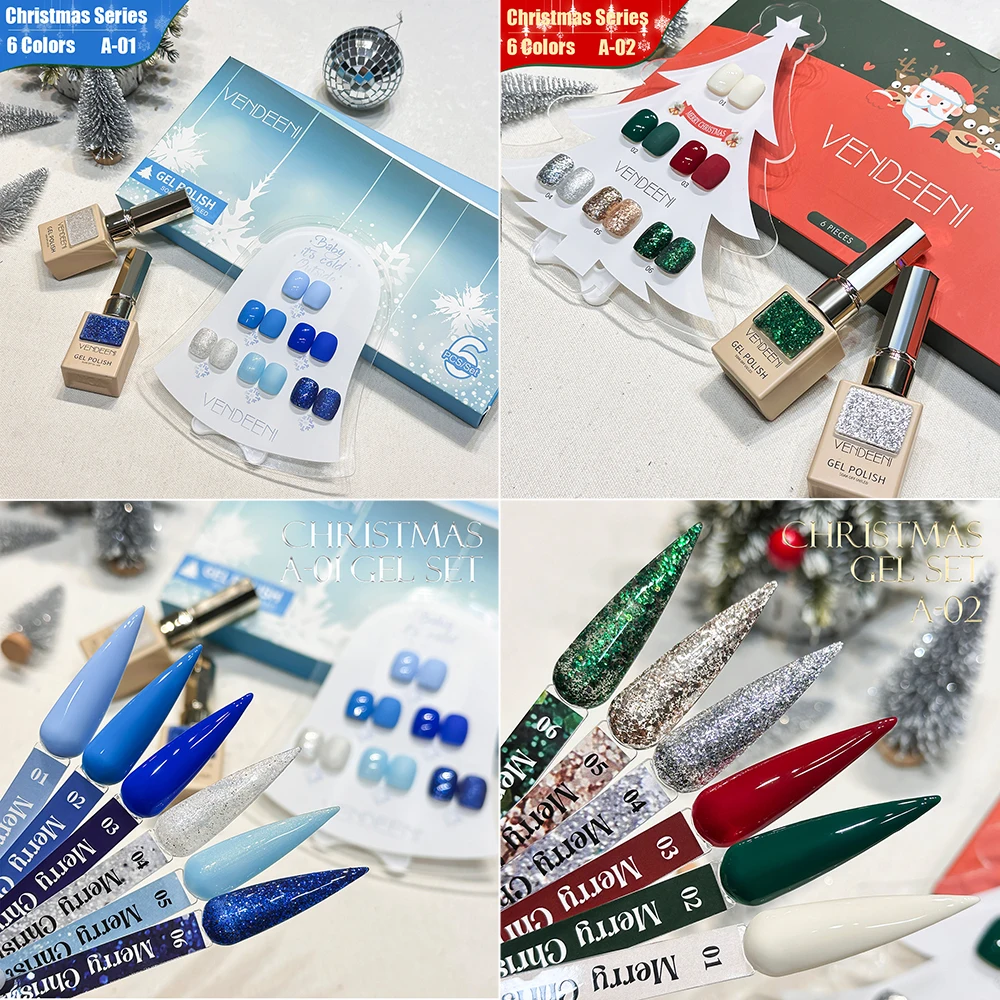 Vendeeni 6 Colors/Set Christmas Gel Nail Polish Semi Permanent Ice Snow Blue Red Green UV LED Soak Off Gel Varnish With Display
Vendeeni 6 Colors/Set Christmas Gel Nail Polish Semi Permanent Ice Snow Blue Red Green UV LED Soak Off Gel Varnish With Display