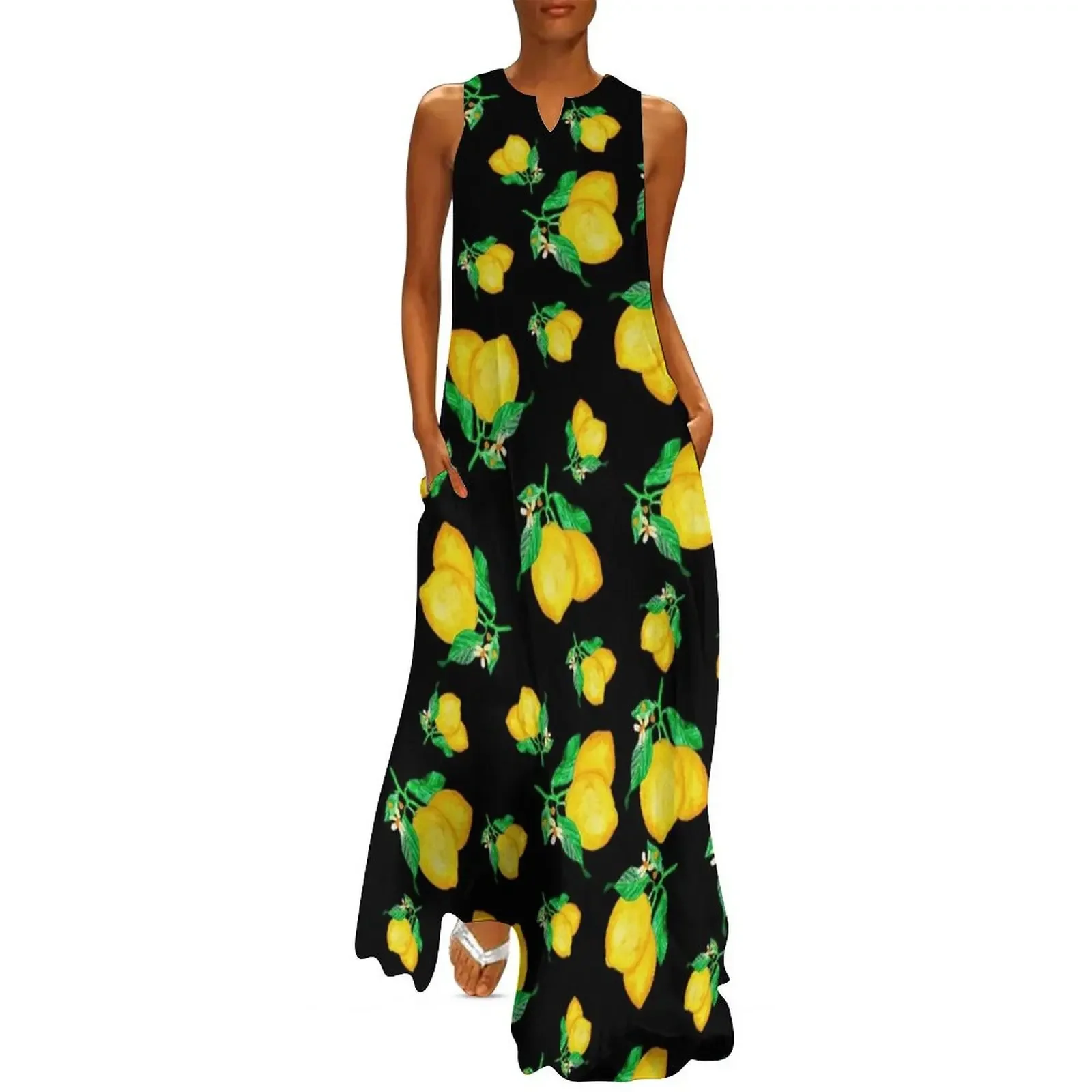 Lemons & Black Long Dress elegant dress dress women summer Party dresses for women
Lemons & Black Long Dress elegant dress dress women summer Party dresses for women