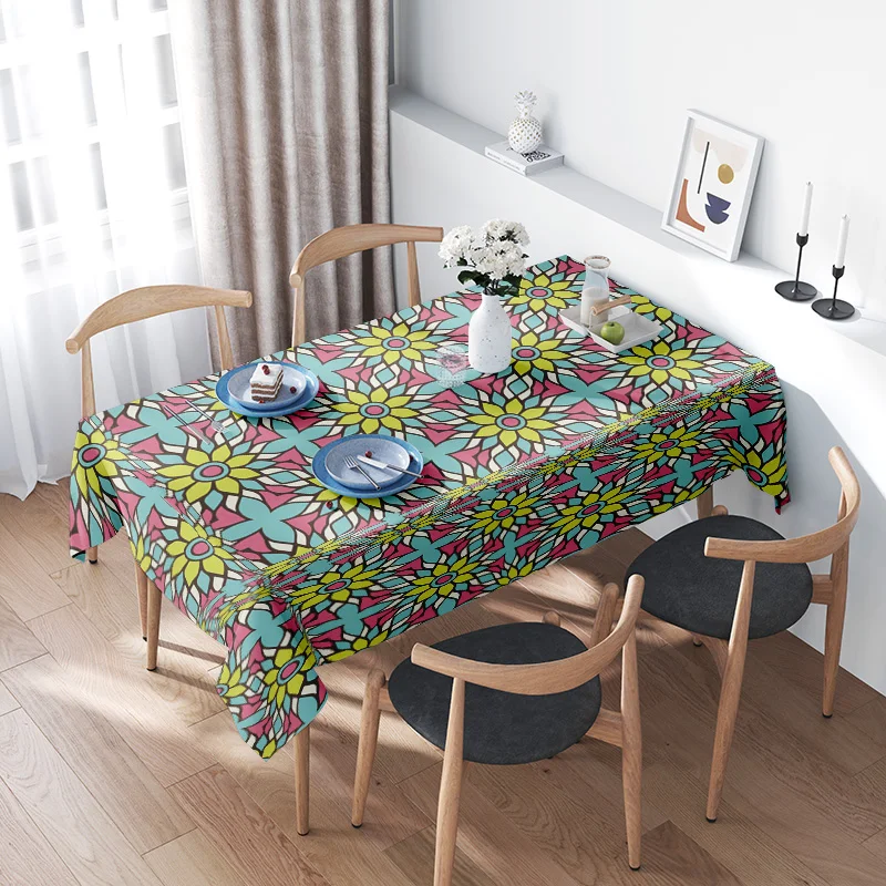Bright Abstract Floral Print Tablecloth Multicolor Modern Geometric Design for Home Decor (Green/Light Blue/Yellow) Large Size
Bright Abstract Floral Print Tablecloth Multicolor Modern Geometric Design for Home Decor (Green/Light Blue/Yellow) Large Size