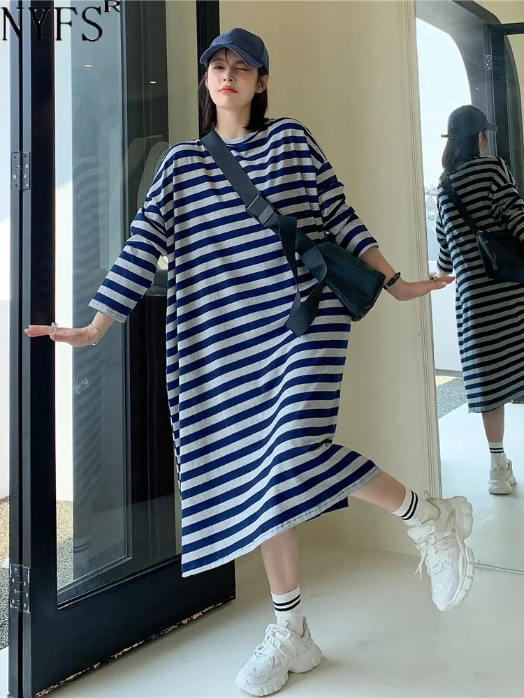 NYFS 2024 Spring Autumn New Korea Woman Dress Vestidos Robe Elbise Loose Plus Size Striped Long Dresses
NYFS 2024 Spring Autumn New Korea Woman Dress Vestidos Robe Elbise Loose Plus Size Striped Long Dresses