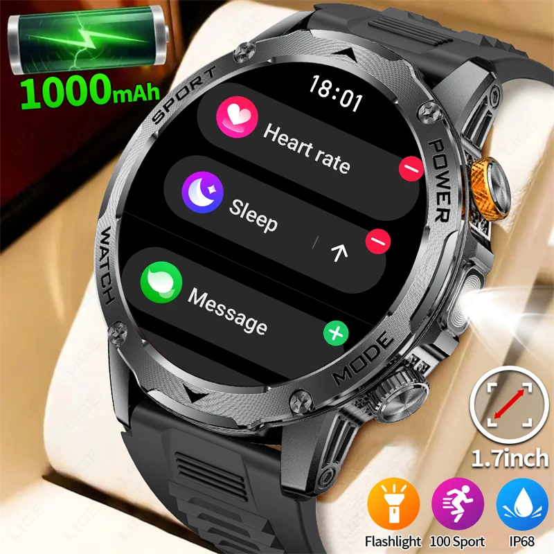 LIGE 1000mAh Super Capacity Battery Adult Men Smart Watch 1.7-inch Large Screen Bluetooth Call IP68 Waterproof SmartWatch Sports
LIGE 1000mAh Super Capacity Battery Adult Men Smart Watch 1.7-inch Large Screen Bluetooth Call IP68 Waterproof SmartWatch Sports