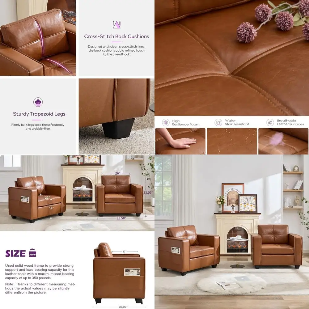 Набор из 2 коричневых кожаных стульев с акцентом, удобные стулья для гостиной для чтения, большие стулья с современными подлокотниками, подходят
Набор из 2 коричневых кожаных стульев с акцентом, удобные стулья для гостиной для чтения, большие стулья с современными подлокотниками, подходят