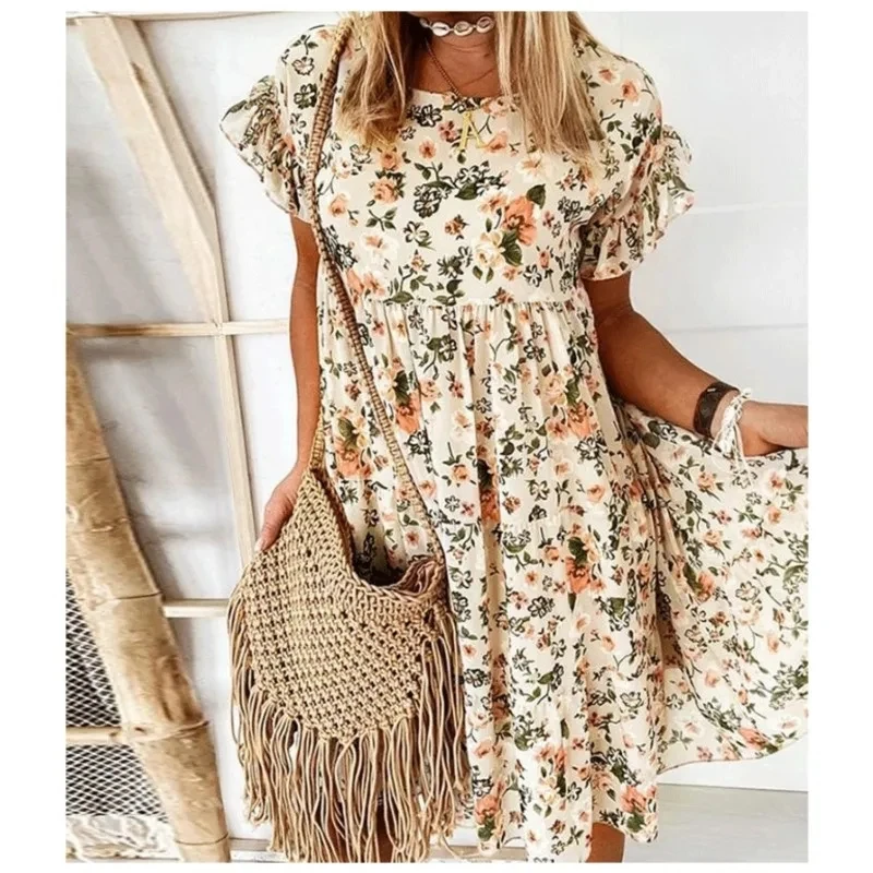 Sukienki Na Bal Round Neck Lace Short-sleeved Loose Printed Commuting Splicing Dress Women's Summer Camping Daily Wear Hem Dress
Sukienki Na Bal Round Neck Lace Short-sleeved Loose Printed Commuting Splicing Dress Women's Summer Camping Daily Wear Hem Dress