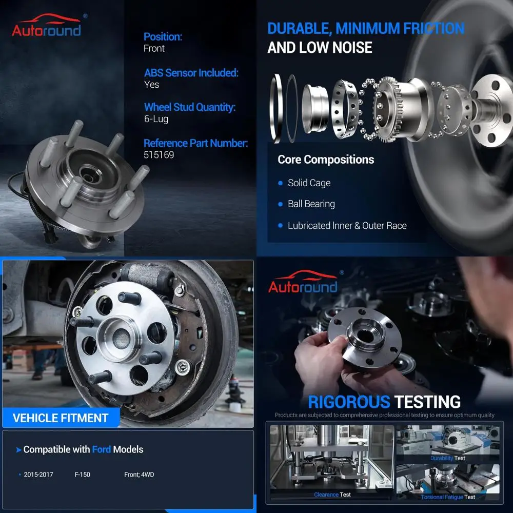 515169 Подшипник переднего колеса и ступица 4WD подходит для Ford F-150 2015 2016 2017, 6 наконечников с АБС-пластиком, набор из 2 шт.
515169 Подшипник переднего колеса и ступица 4WD подходит для Ford F-150 2015 2016 2017, 6 наконечников с АБС-пластиком, набор из 2 шт.