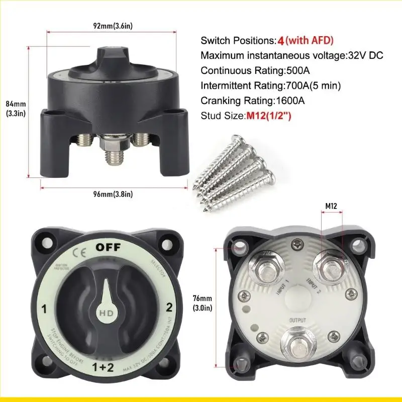 SZCH 32V Battery Cutoff Switch Waterproof Battery Selector Switch Battery Main Switch for Vehicles Boats & Motorhomes
SZCH 32V Battery Cutoff Switch Waterproof Battery Selector Switch Battery Main Switch for Vehicles Boats & Motorhomes