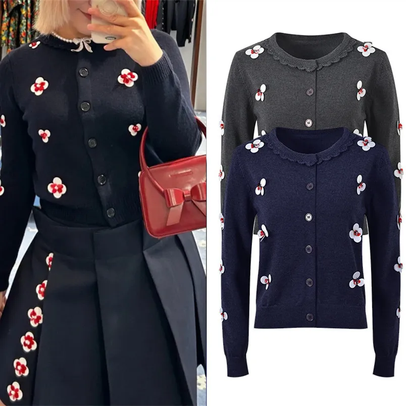 Ele European Sle ort Knitted Cardigan Women's Slim Fit round Ne Long Sve Top Sweet Bead Flower Aosphere Sense
Ele European Sle ort Knitted Cardigan Women's Slim Fit round Ne Long Sve Top Sweet Bead Flower Aosphere Sense
