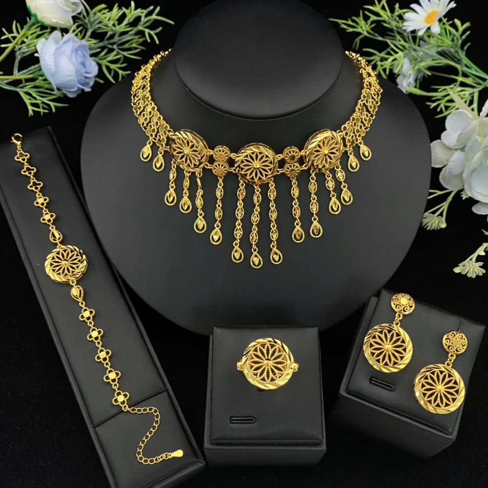 JRH Women Jewelry Set Gold Plated Copper Bracelet Ring Necklace Earring Fashion Wedding Party Accessories Hot Sale
JRH Women Jewelry Set Gold Plated Copper Bracelet Ring Necklace Earring Fashion Wedding Party Accessories Hot Sale