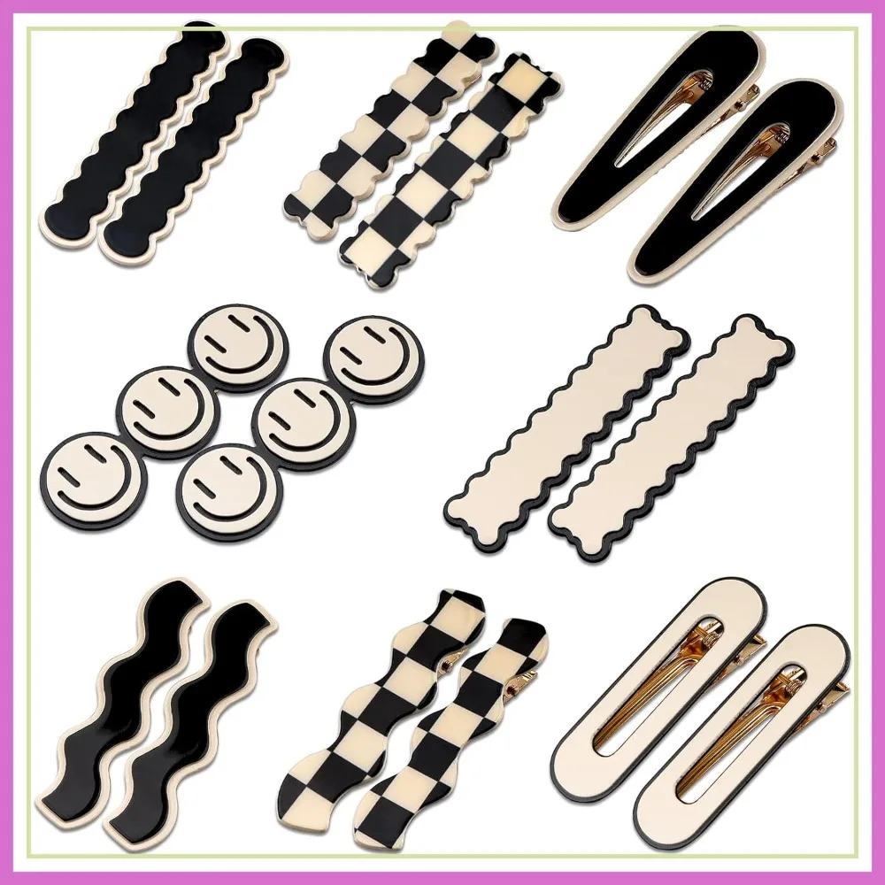 16 Pcs No Bend Hair Clips, Black White Checker Barrettes, Wave Geometric Duckbill Pins, Korean Minimalist Hair Accessories for Women
16 Pcs No Bend Hair Clips, Black White Checker Barrettes, Wave Geometric Duckbill Pins, Korean Minimalist Hair Accessories for Women