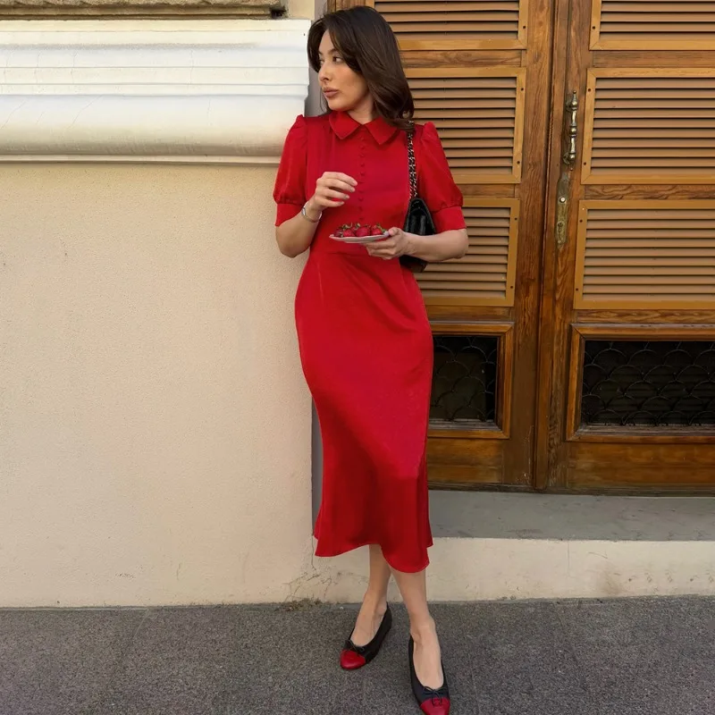 Tuularose Elegant Women's Maxi Dress Fashion Lapel Puff Sleeve High Waist Dress New Office Lady Women's Casual Dresses Vestidos
Tuularose Elegant Women's Maxi Dress Fashion Lapel Puff Sleeve High Waist Dress New Office Lady Women's Casual Dresses Vestidos