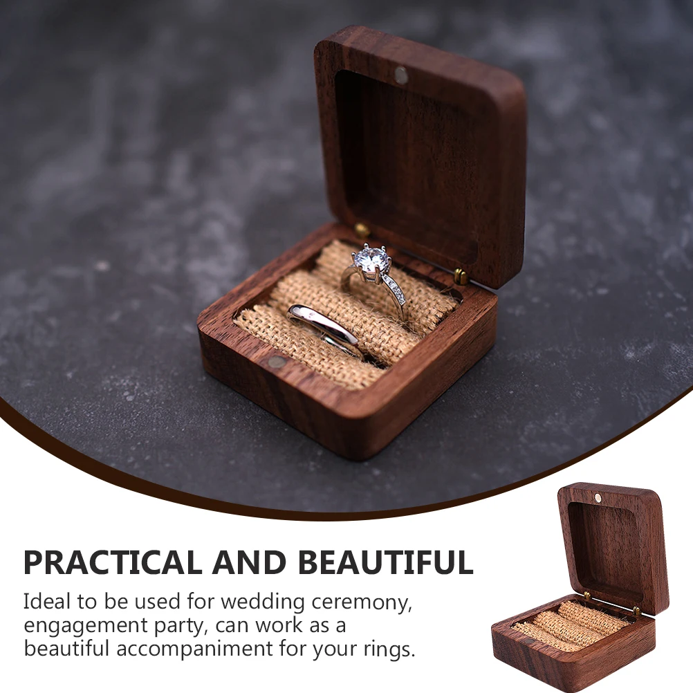 Wooden Ring Box Black Walnut Jewelry Storage Container Travel Size Finger Holder Case For Wedding Engagement Party
Wooden Ring Box Black Walnut Jewelry Storage Container Travel Size Finger Holder Case For Wedding Engagement Party