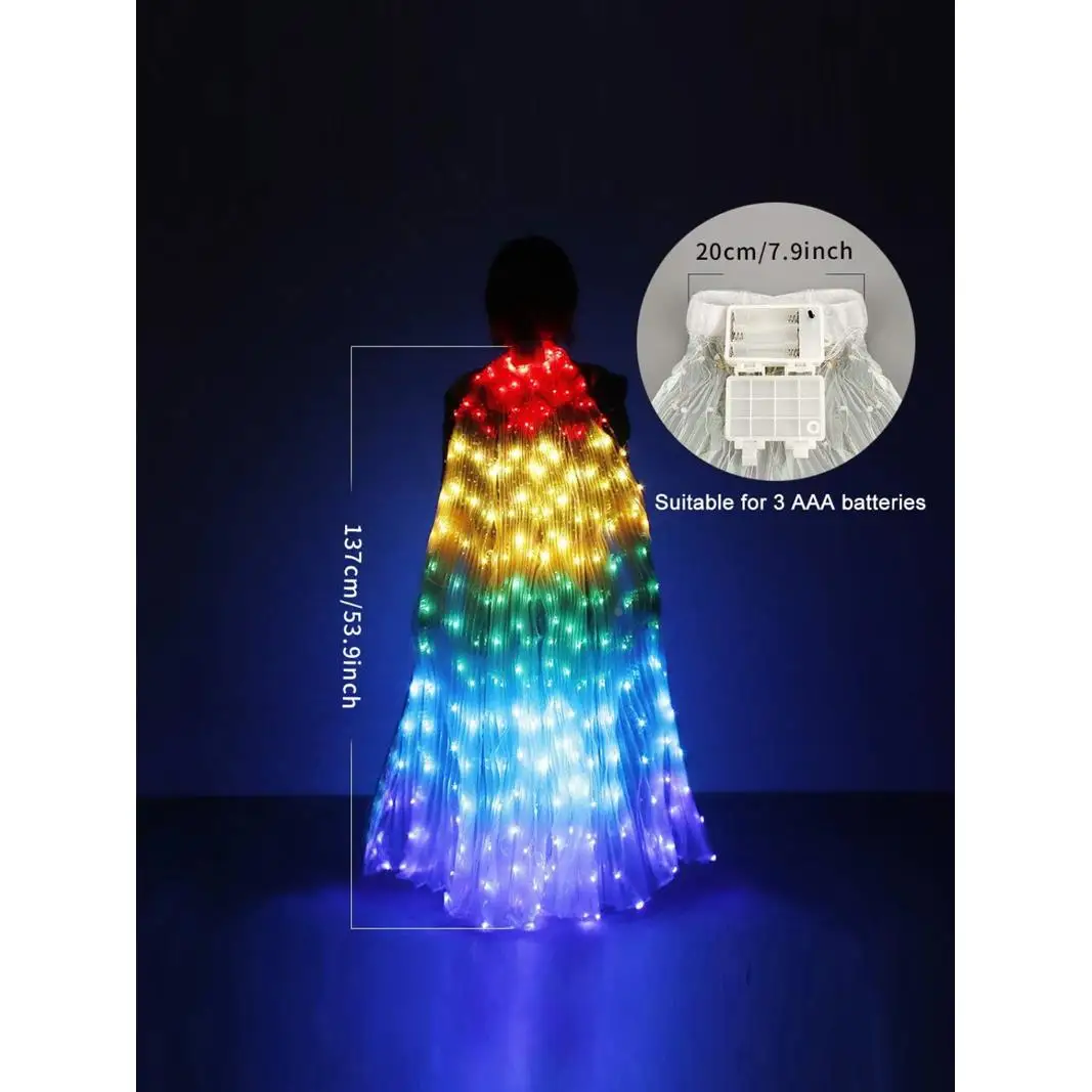 LED Glowing Cape for Belly Dance Halloween Christmas Festival Performance Props Stage Party Wings Costume
LED Glowing Cape for Belly Dance Halloween Christmas Festival Performance Props Stage Party Wings Costume