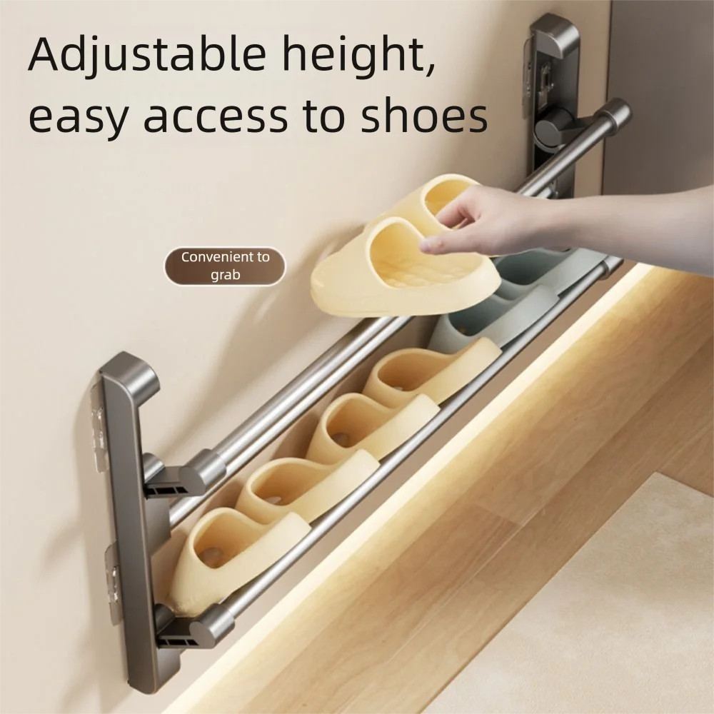 Wall Mounted Hanging Shoe Storage Shelf Drill-Free Double Layer Folding Slippers Rack Reusable Portable Bathroom Shoe Rack
Wall Mounted Hanging Shoe Storage Shelf Drill-Free Double Layer Folding Slippers Rack Reusable Portable Bathroom Shoe Rack