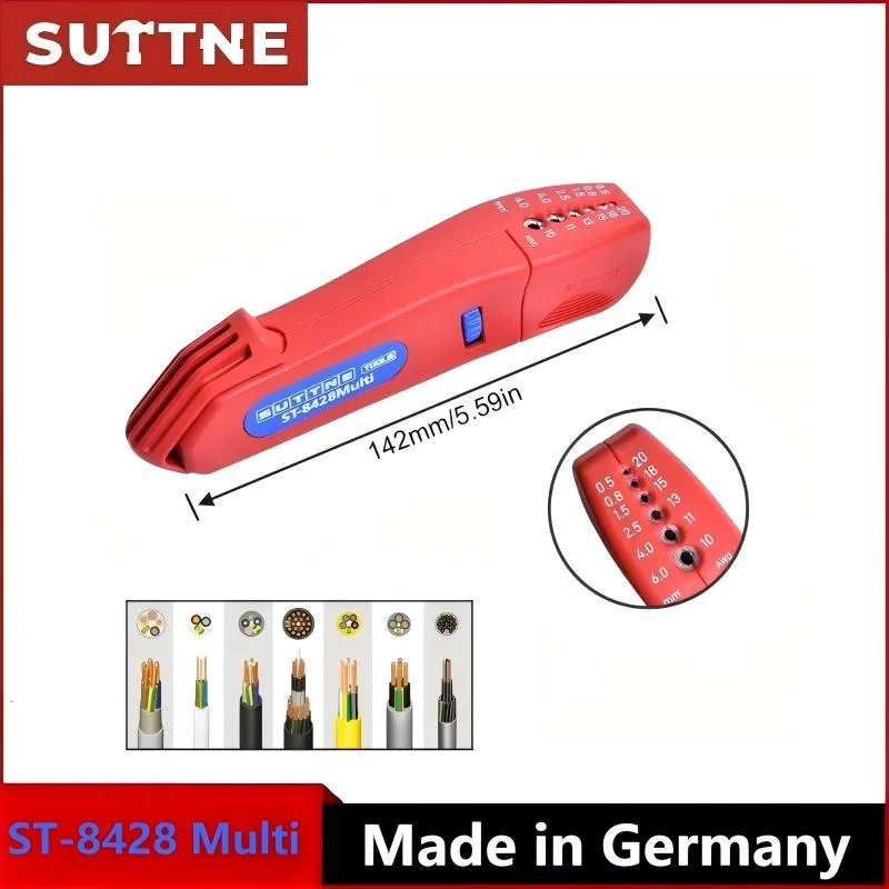 Немецкий импортный промышленный автоматический инструмент для зачистки проводов SUTTNE ST-8428S/ST-8428 — портативный регулируемый для электриков
Немецкий импортный промышленный автоматический инструмент для зачистки проводов SUTTNE ST-8428S/ST-8428 — портативный регулируемый для электриков