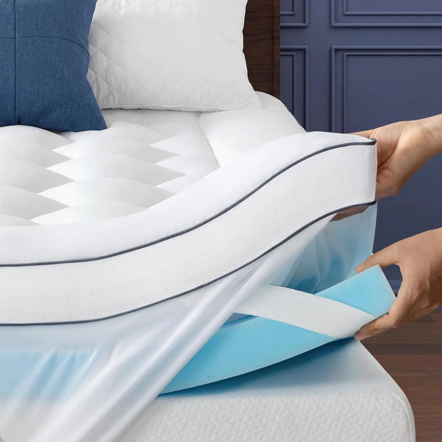 4In Dual Layer Mattress Topper Queen Gel Memory Foam Pillow Top Pressure Relief Deep Pocket Straps CertiPUR-US Customized
4In Dual Layer Mattress Topper Queen Gel Memory Foam Pillow Top Pressure Relief Deep Pocket Straps CertiPUR-US Customized