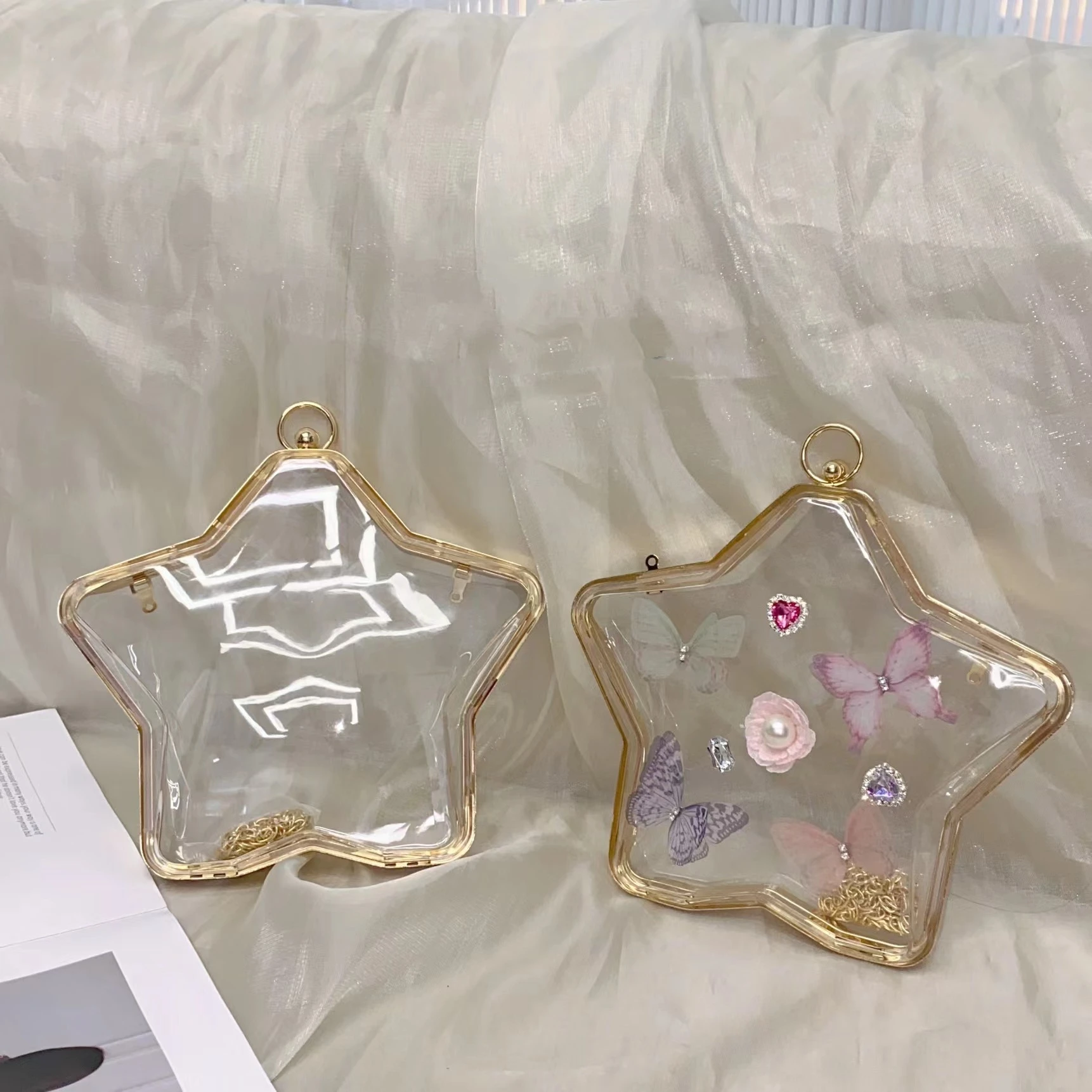 Summer Women's Versatile Casual Acrylic Transparent Star Bag Ladies Flower Butterfly Unique High Quality Chain Crossbody Bag
Summer Women's Versatile Casual Acrylic Transparent Star Bag Ladies Flower Butterfly Unique High Quality Chain Crossbody Bag