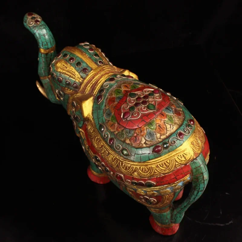 #For Temple Collection Old Bronze Gem Outline in gold Painted Elephant statue Aauspicious Worship Hall Town house^
#For Temple Collection Old Bronze Gem Outline in gold Painted Elephant statue Aauspicious Worship Hall Town house^