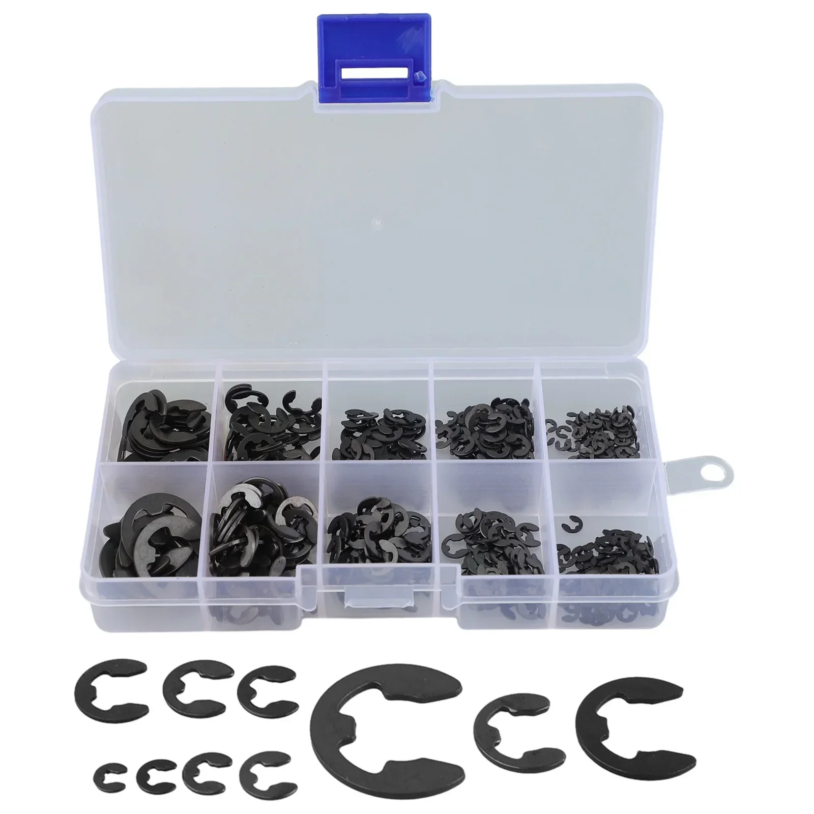580pcs/set 10 Sizes 1.5-10mm Black Carbon Steel Shaft E Clip Snap Circlip Washer Shaft Fastener Washers Hardware Tool Parts
580pcs/set 10 Sizes 1.5-10mm Black Carbon Steel Shaft E Clip Snap Circlip Washer Shaft Fastener Washers Hardware Tool Parts